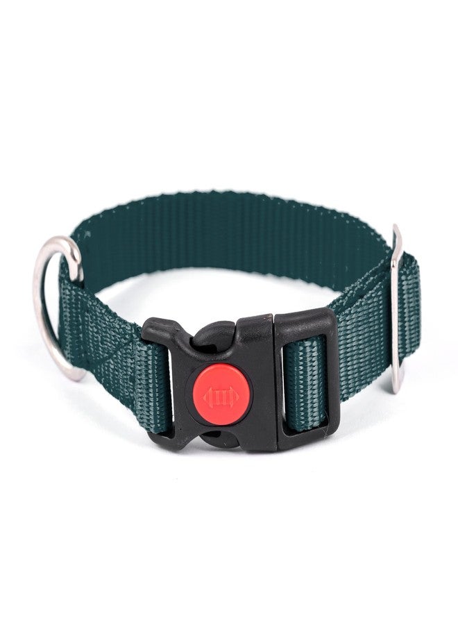 ADIL's Adjustable 19mm Nylon Dog & Cat Collar - Suitable for Small & Medium Sized Dogs, Cats & Rabbits with Quick Release Strong Plastic Lock Buckle, Colour:Hunter Green,Size: S - Image 1